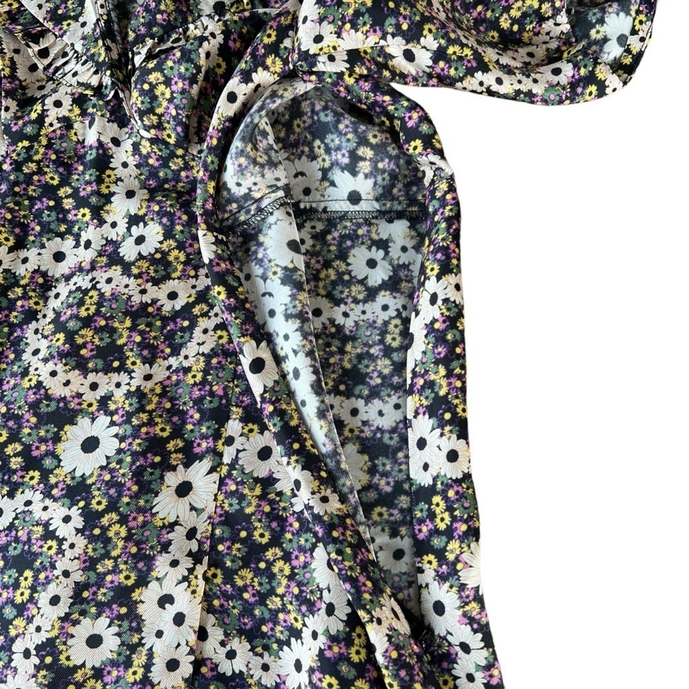 Sandro Casablanca Puff Sleeve 100% Silk Mini Dress Daisy Chain Paisley XS NWT - Picture 9 of 15